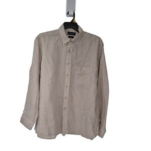 Paul Fredrick Shirt Mens XL Brown Classic Fit 100% Finest Pure Linen Button Down